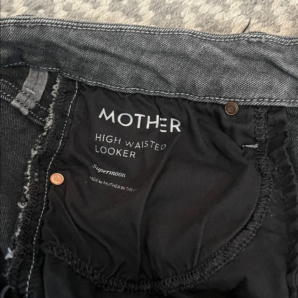 MOTHER High Waisted Looker Jeans Supermoon Grey Gray